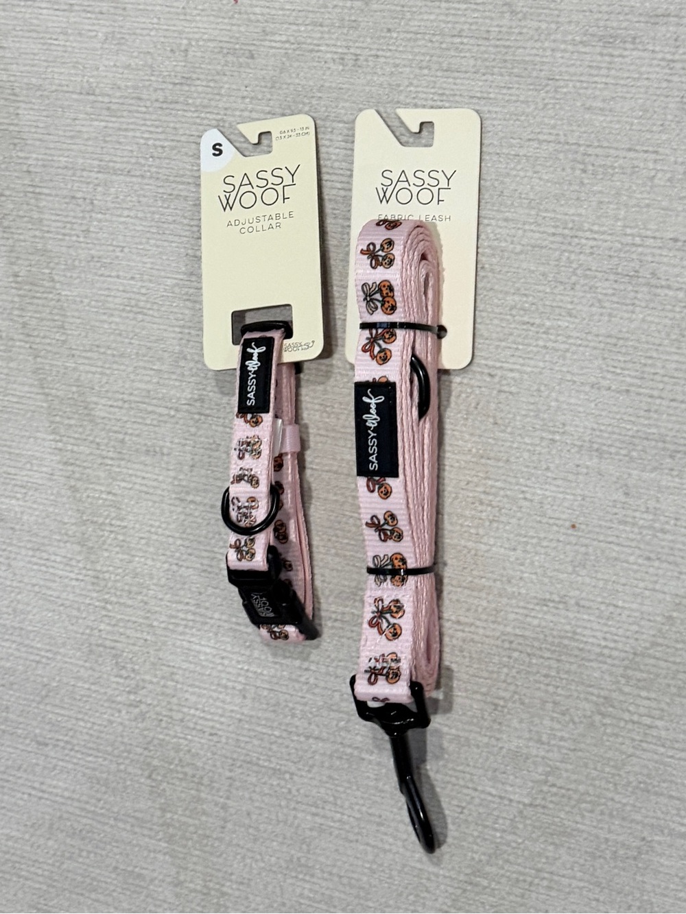 Sassy Woof Sassy Lil Pumpkins Dog Collar and Leash Set - Sz S